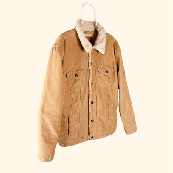 Levi’s Men’s Classic Corduroy Sherpa-Lined Trucker Jacket - Size XL Field of Rye - Picture 3 of 13